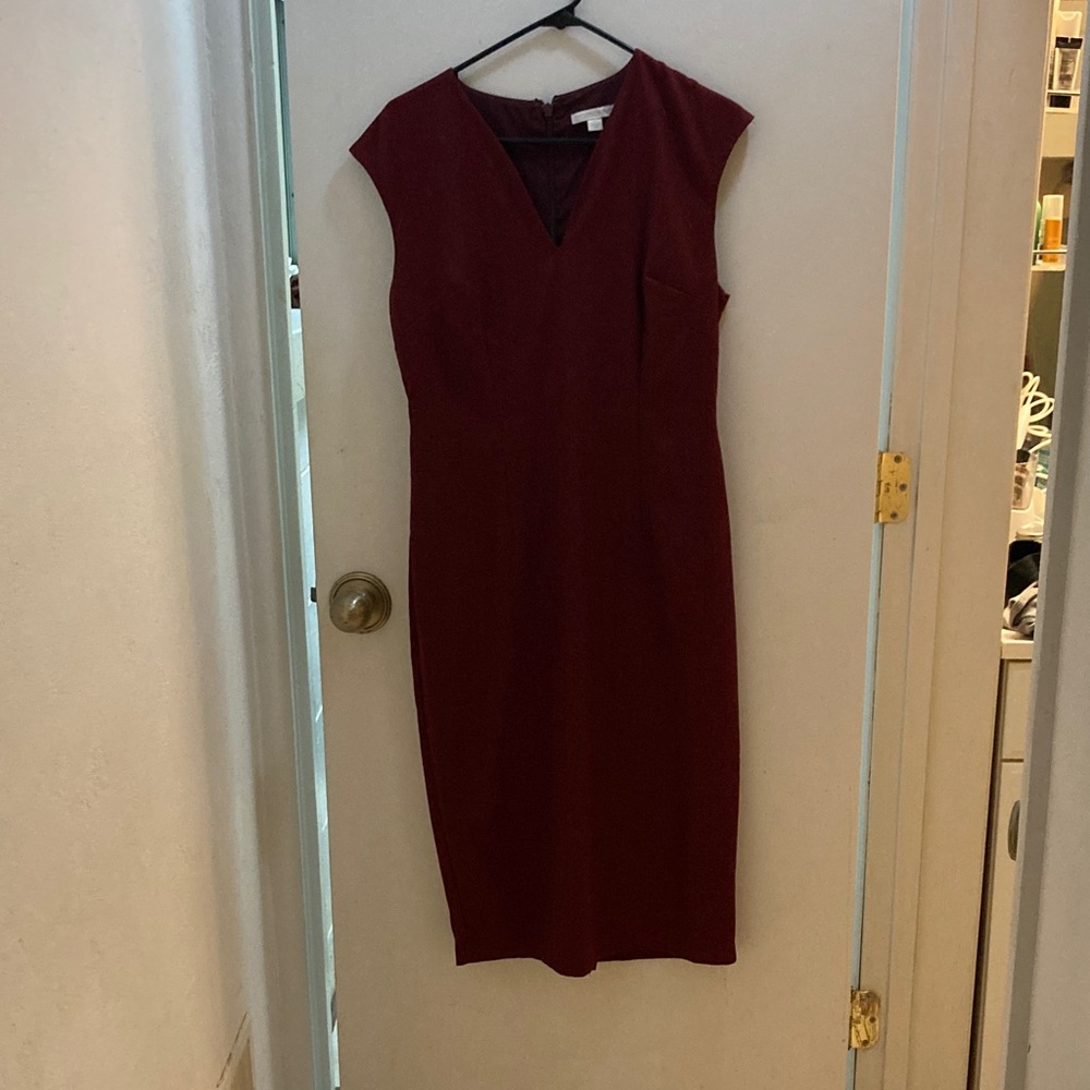 New York & Company Deep Red Midi Dress